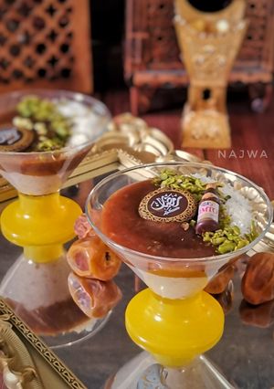 صورة لوصفة مهلبية الشوفان مع بودينغ التمر بنكهة عربية مميزه ووصفه صحيه ١٠٠٪