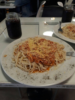 Una foto de Pasta salsa matricciana