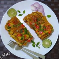 A picture of Bread omlette sandwich.
