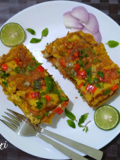 A picture of Bread omlette sandwich.