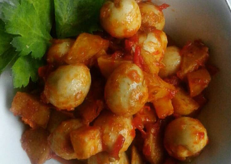 Balado Telur Puyuh dan Kentang