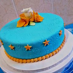 A picture of Fondant marble cake#fondantchallenge.