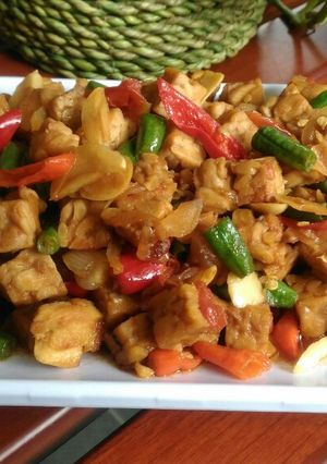 Foto resep Tumis tempe kacang panjang pedas