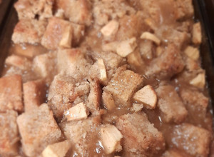 A picture of Caramel Applie Pie Bread Pudding.