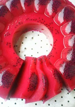 Foto resep Puding susu buah naga