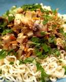 Noddles de tofu fresco com legumes
