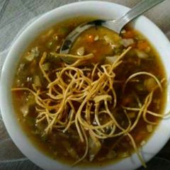 A picture of Veg Manchow soup.