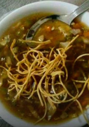 A picture of Veg Manchow soup.