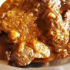 A picture of Chicken liver masala gravy.