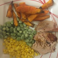 A picture of Apple Cider Roast pork with a Sweet Veg. 😀.