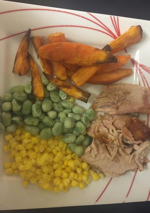 A picture of Apple Cider Roast pork with a Sweet Veg. 😀.