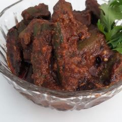 A picture of Stuffed masala okra (bhindi) sabji.