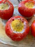 Baked Eggs with Ricotta in Tomato Nests