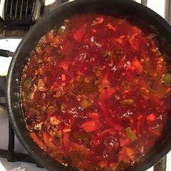 California Farm Borscht Beef Beet Soup A picture of California Farm Borscht Beef Beet Soup.