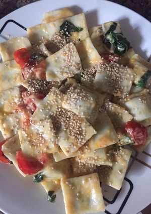 Una foto de Pasta caprese