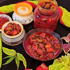 A picture of Gum berry/Glue berry Raw mango Pickle (gunda keri athanu).