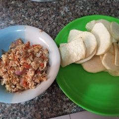 A picture of Yam and egg sauce.