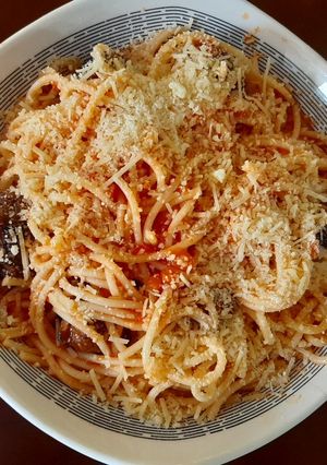 Una foto de Pasta con albóndigas express