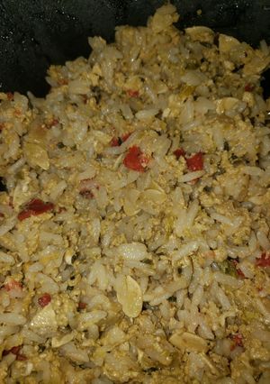 Una foto de Arroz con zapallito y huevo revuelto