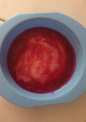 Foto resep Mpasi 7+ Pure pisang saus naga