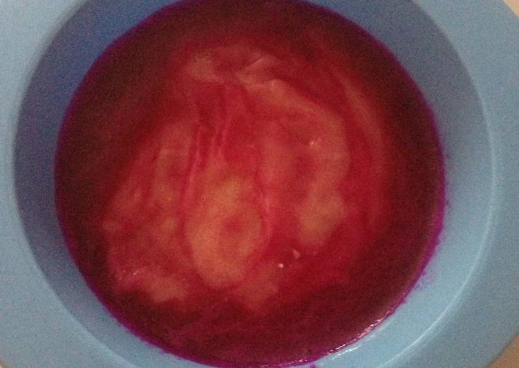 Resep masakan Mpasi 7+ Pure pisang saus naga | Cara Buat Mpasi 7+ Pure pisang saus naga Yang Lezat Sekali