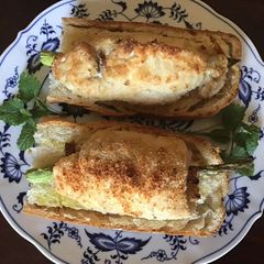 A picture of California Farm Blue Cheese, Ham and Asparagus Stuffed Chicken Breast.