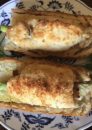 A picture of California Farm Blue Cheese, Ham and Asparagus Stuffed Chicken Breast.