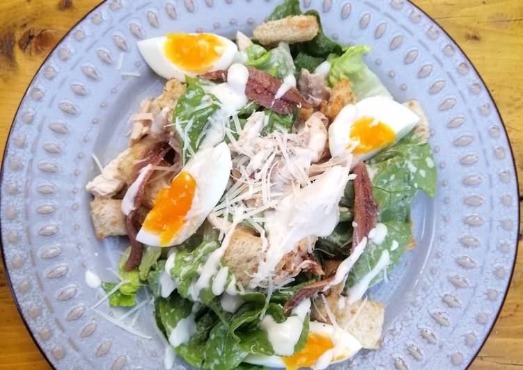 Steps to Make Super Quick Homemade Beer can chicken Caesar salad skinny dressing version