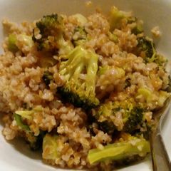 A picture of Roasted broccoli & zestie garlickie grains.