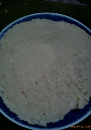 A picture of Recooking left over ugali.