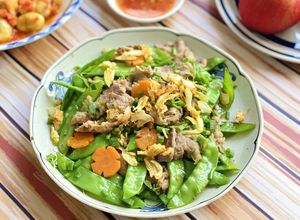 Hình của món Đậu Hà Lan Xào Ba Rọi Bò Mỹ.