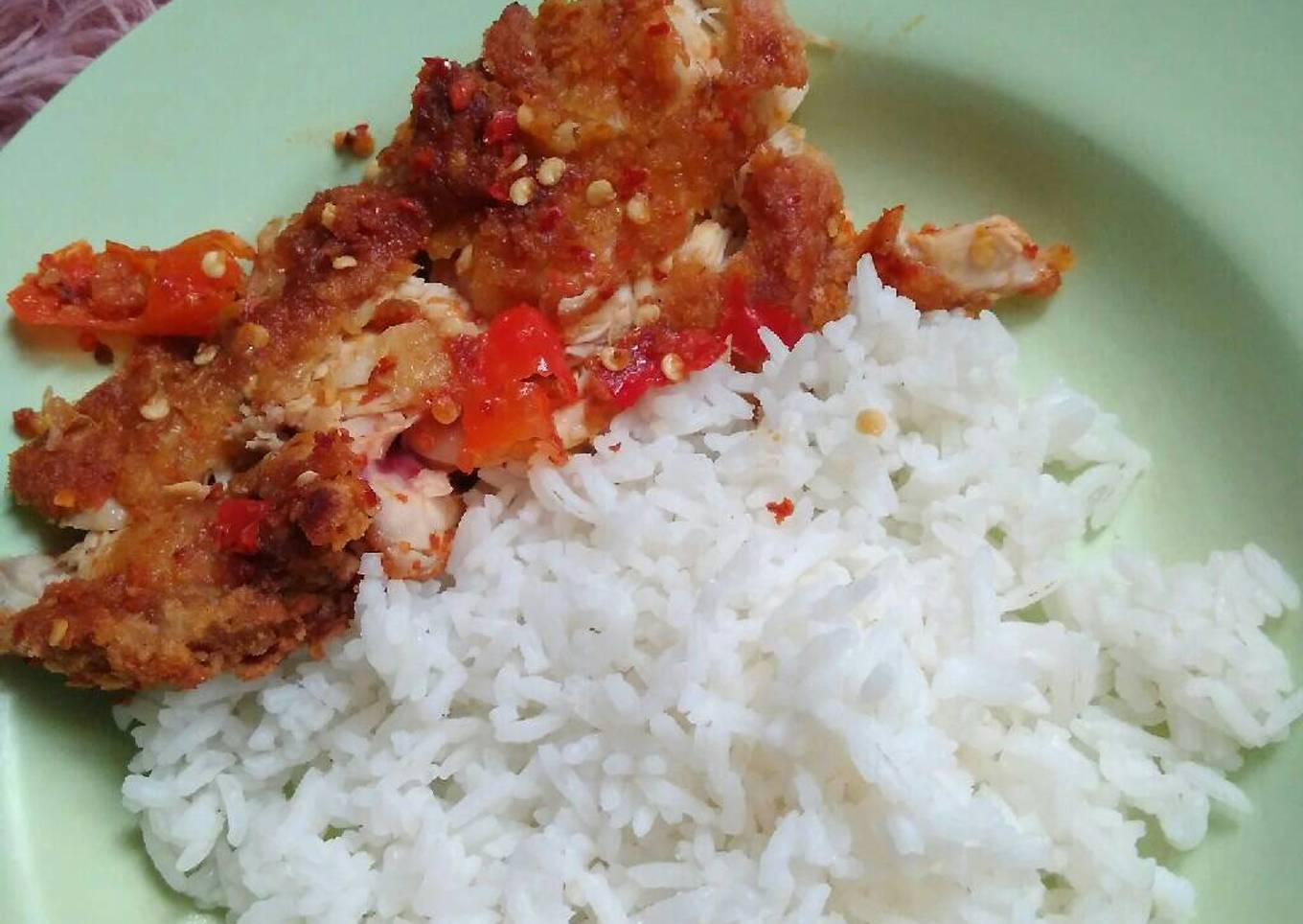 Ayam Geprek + Nasi Putih