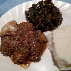 A picture of Matumbo served with managu.