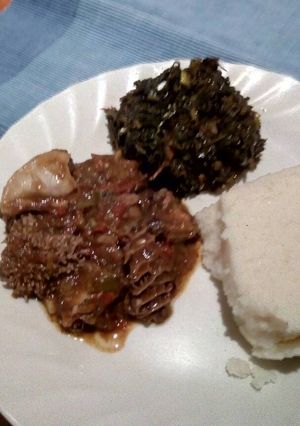 A picture of Matumbo served with managu.