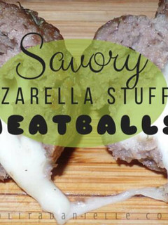 A picture of Savory Mozzarella Stuffed Meatballs .