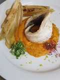 Turbante di ORATA su crema di zucca al timo e indivia croccante