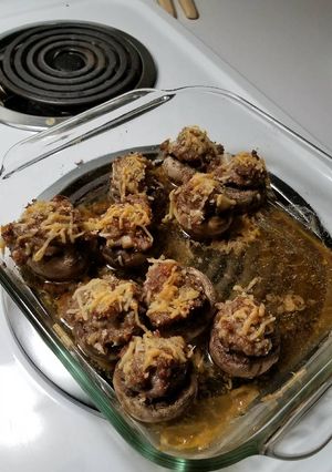 A picture of Easy stuffed mushrooms!.