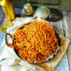 A picture of Aaloo Gathiya/ Potato Gathiya.