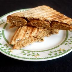 A picture of Chicken Kebab Grilled Sandwich (with leftover Kebab).