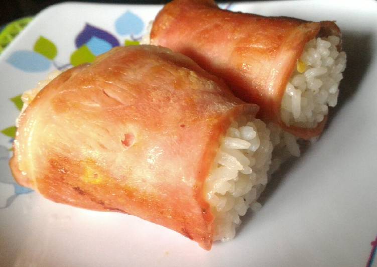 Bacon Cheese and Rice Roll