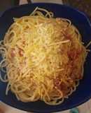 Pasta carbonara con bondiola ahumada