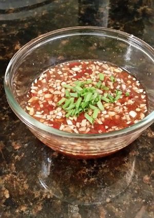 A picture of Brad's Vietnamese style dipping sauce.