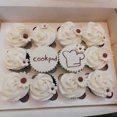 A picture of Chocolate cupcakes with Vanilla buttercream frosting.