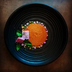 A picture of Makhani Gravy with Purple Yam.