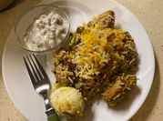 A picture of baked biryani