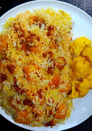 عکسی از دستور پلو کدو حلوایی