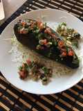 Chile relleno de quinoa con espinaca y carne molida
