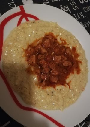 Tökfőzelék pörkölttel recept fotója