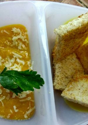 Foto resep MPASI 10 bulan + Kabocha Sup Cream dengan Roti Panggang