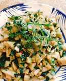 Giò lụa chay xào lá lốt